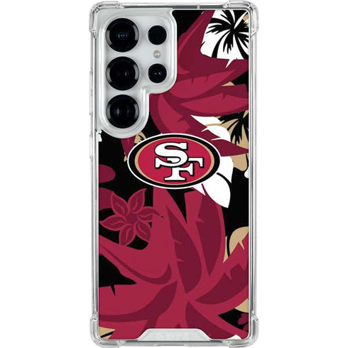 NFL San Francisco 49ers Tropical Print Galaxy S25 Ultra Clear Case