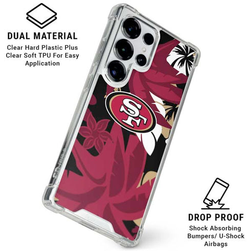 NFL San Francisco 49ers Tropical Print Galaxy S25 Ultra Clear Case