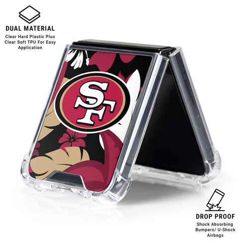 NFL San Francisco 49ers Tropical Print Galaxy Z Flip6 Clear Case