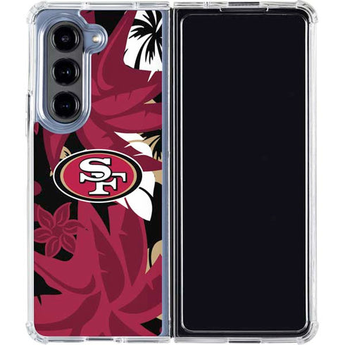NFL San Francisco 49ers Tropical Print Galaxy Z Fold5 5G Clear Case