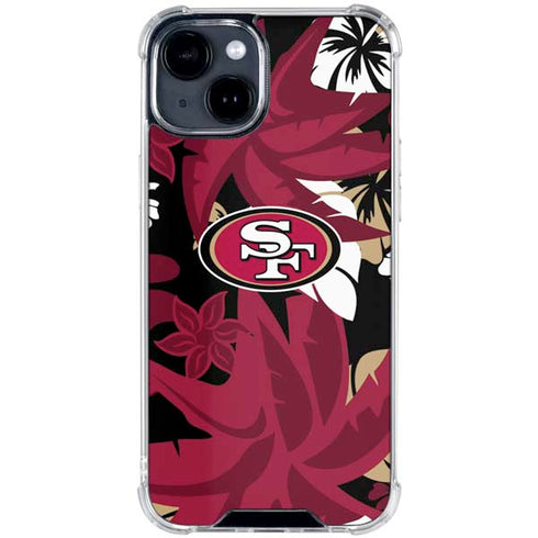 NFL San Francisco 49ers Tropical Print iPhone 15 Clear Case