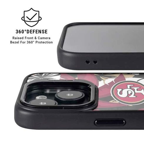 NFL San Francisco 49ers Tropical Print iPhone 15 Kickstand Case