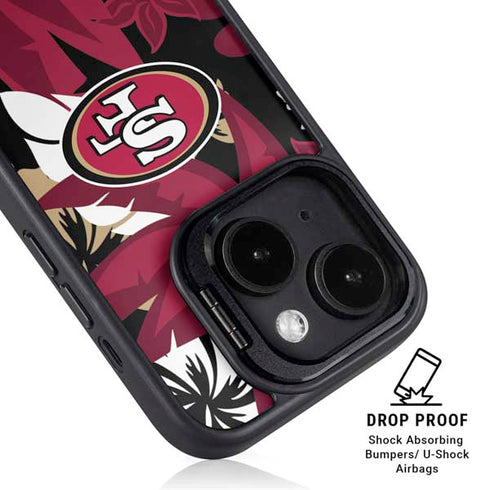 NFL San Francisco 49ers Tropical Print iPhone 15 Kickstand Case