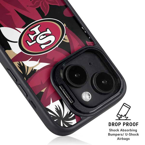 NFL San Francisco 49ers Tropical Print iPhone 15 Plus Kickstand Case