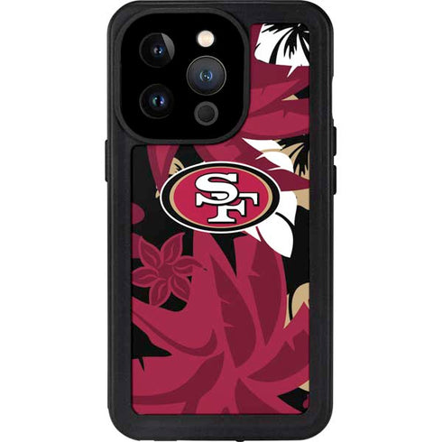 NFL San Francisco 49ers Tropical Print iPhone 15 Pro Waterproof Case