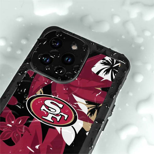 NFL San Francisco 49ers Tropical Print iPhone 15 Pro Waterproof Case
