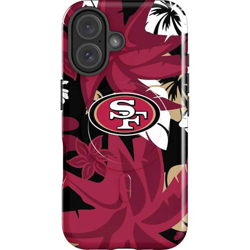 NFL San Francisco 49ers Tropical Print iPhone 16 Magsafe Impact Case
