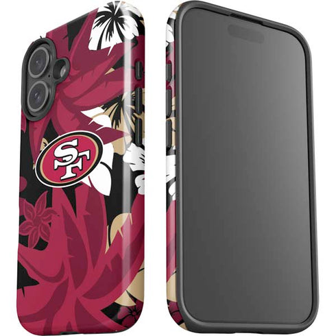 NFL San Francisco 49ers Tropical Print iPhone 16 Plus Impact Case