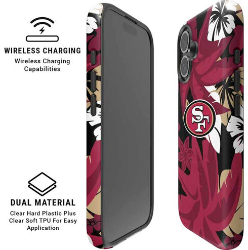 NFL San Francisco 49ers Tropical Print iPhone 16 Plus Magsafe Impact Case