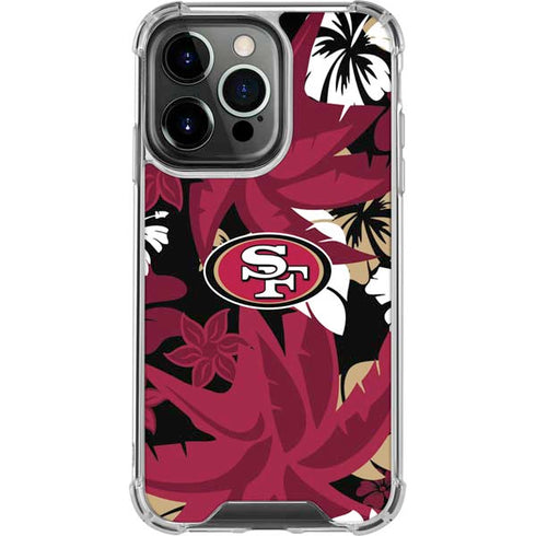 NFL San Francisco 49ers Tropical Print iPhone 16 Pro Clear Case
