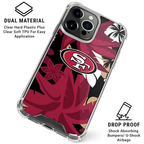 NFL San Francisco 49ers Tropical Print iPhone 16 Pro Clear Case