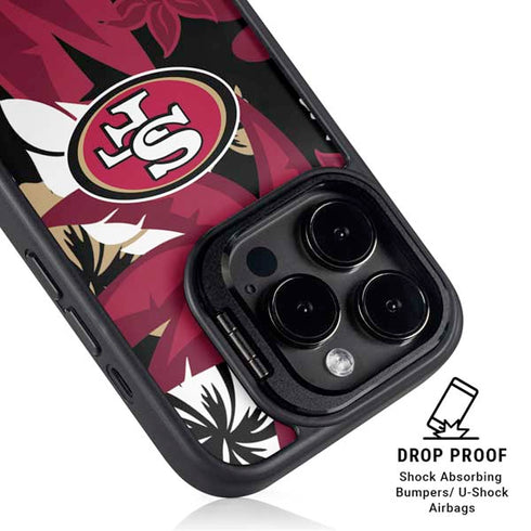 NFL San Francisco 49ers Tropical Print iPhone 16 Pro Max Kickstand Case