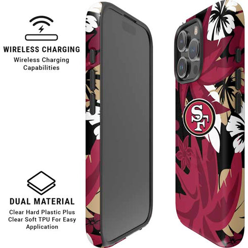 NFL San Francisco 49ers Tropical Print iPhone 16 Pro Max Magsafe Impact Case