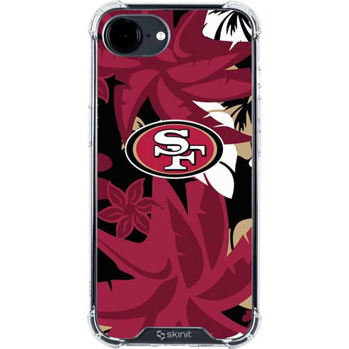 NFL San Francisco 49ers Tropical Print iPhone 16e Clear Case