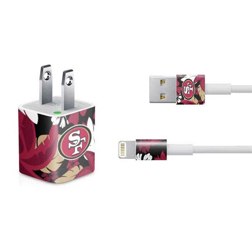 NFL San Francisco 49ers Tropical Print iPhone Charger (5W USB) Skin