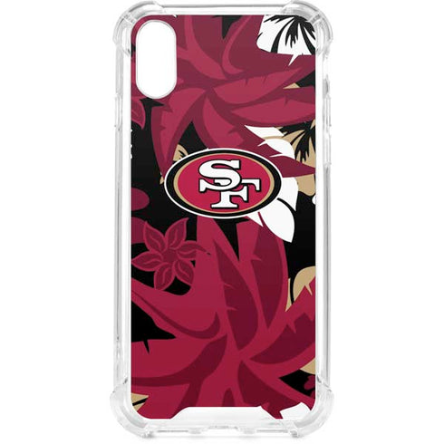 NFL San Francisco 49ers Tropical Print iPhone XS Clear Case