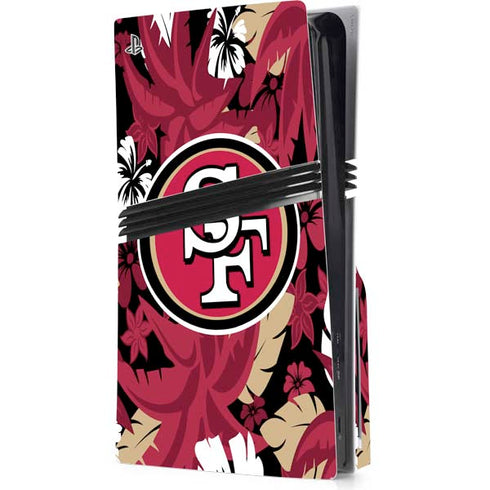NFL San Francisco 49ers Tropical Print PS5 Pro Disk Console Skin