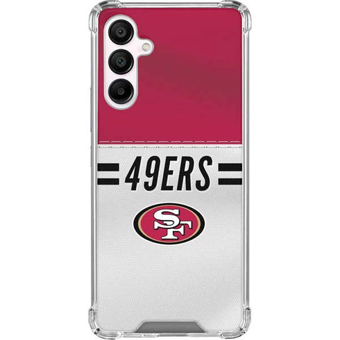 NFL San Francisco 49ers White Striped Galaxy A16 5G Clear Case