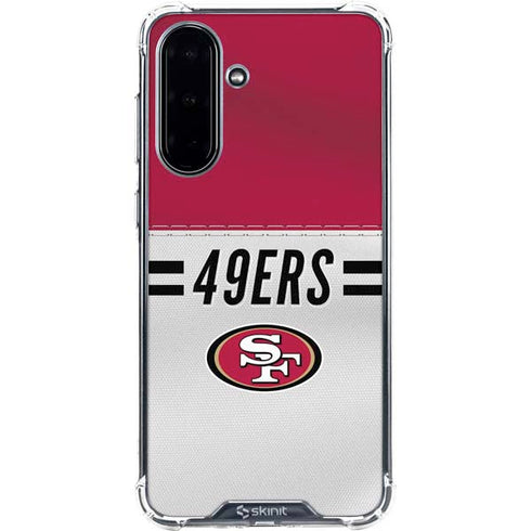 NFL San Francisco 49ers White Striped Galaxy A36 5G Clear Case