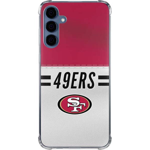 NFL San Francisco 49ers White Striped Galaxy A55 5G Clear Case