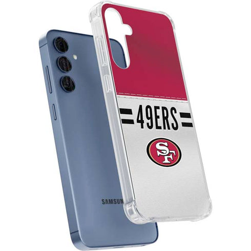 NFL San Francisco 49ers White Striped Galaxy A55 5G Clear Case
