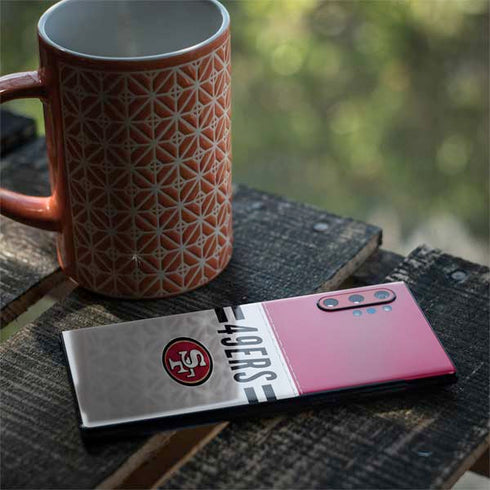 NFL San Francisco 49ers White Striped Galaxy Note 10 Plus Skin