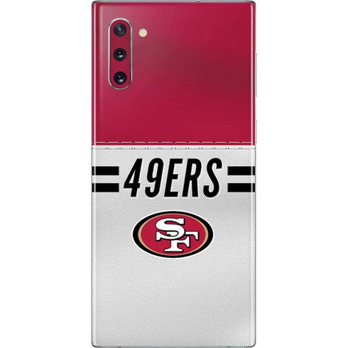 NFL San Francisco 49ers White Striped Galaxy Note 10 Skin