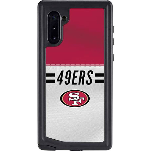 NFL San Francisco 49ers White Striped Galaxy Note 10 Waterproof Case
