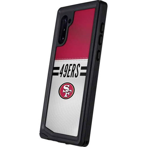 NFL San Francisco 49ers White Striped Galaxy Note 10 Waterproof Case