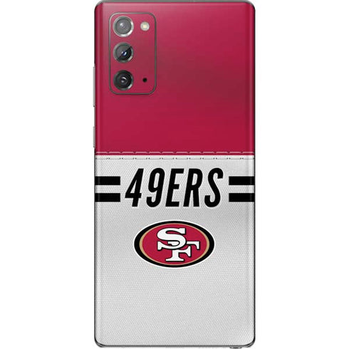NFL San Francisco 49ers White Striped Galaxy Note20 5G Skin