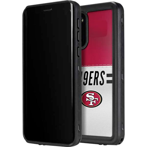 NFL San Francisco 49ers White Striped Galaxy S20 Waterproof Case