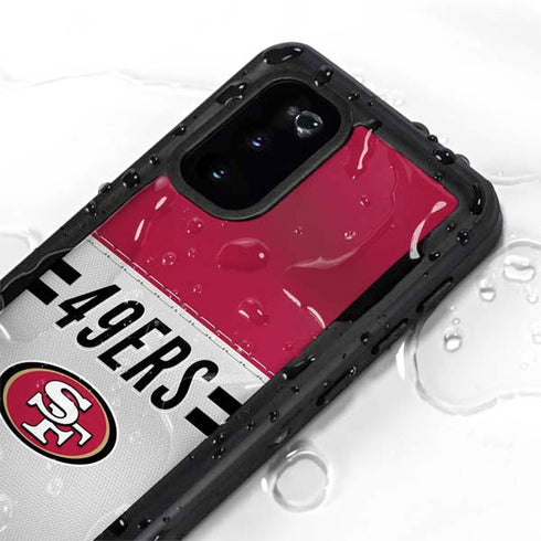 NFL San Francisco 49ers White Striped Galaxy S20 Waterproof Case