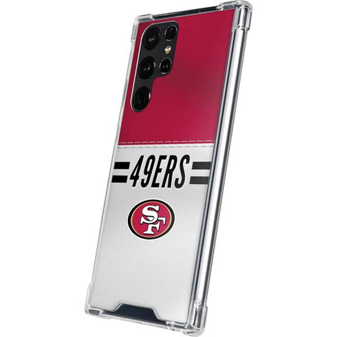 NFL San Francisco 49ers White Striped Galaxy S23 Ultra Clear Case