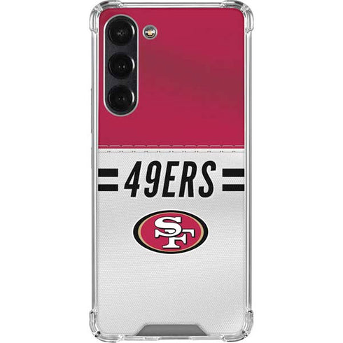 NFL San Francisco 49ers White Striped Galaxy S24 FE Clear Case