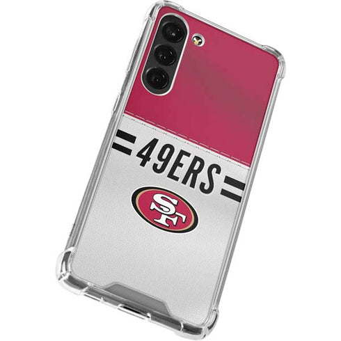 NFL San Francisco 49ers White Striped Galaxy S24 FE Clear Case