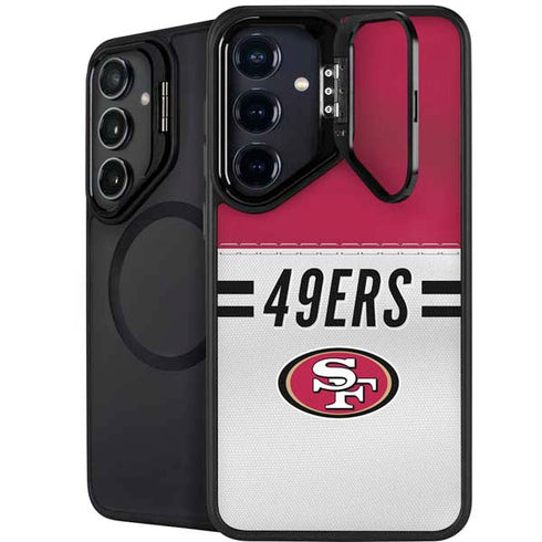 NFL San Francisco 49ers White Striped Galaxy S25 Plus Kickstand Case