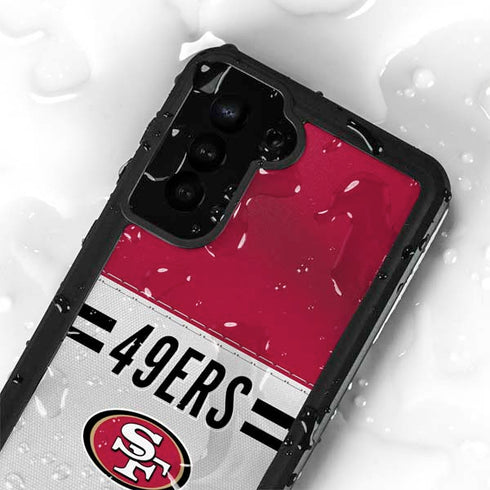 NFL San Francisco 49ers White Striped Galaxy S24 Plus Waterproof Case