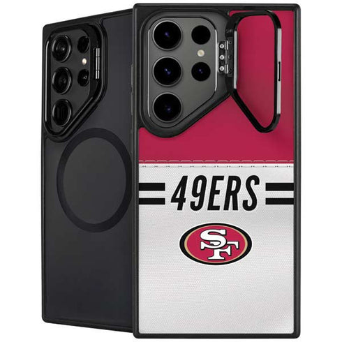 NFL San Francisco 49ers White Striped Galaxy S25 Ultra Kickstand Case