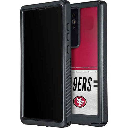 NFL San Francisco 49ers White Striped Galaxy S24 Ultra Waterproof Case