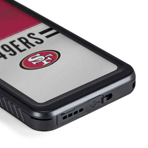 NFL San Francisco 49ers White Striped Galaxy S24 Waterproof Case