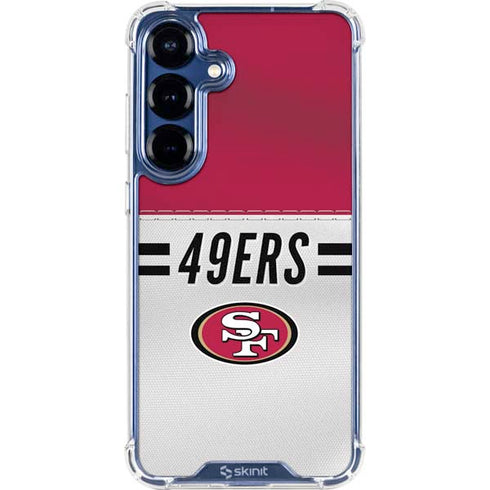 NFL San Francisco 49ers White Striped Galaxy S25 Plus Clear Case