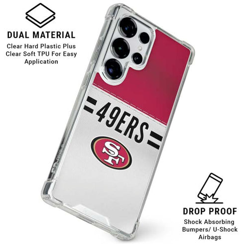 NFL San Francisco 49ers White Striped Galaxy S25 Ultra Clear Case