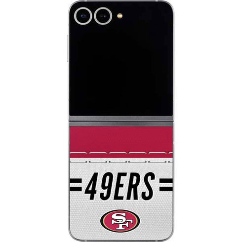 NFL San Francisco 49ers White Striped Galaxy Z Flip6 Skin