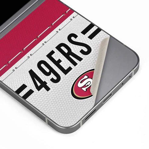 NFL San Francisco 49ers White Striped Galaxy Z Flip6 Skin