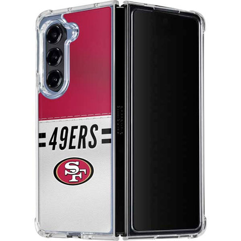 NFL San Francisco 49ers White Striped Galaxy Z Fold5 5G Clear Case