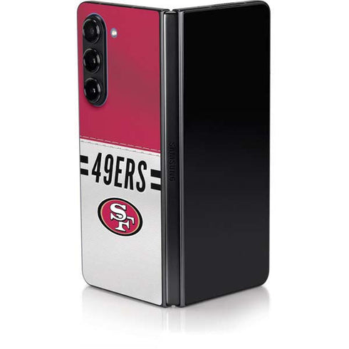 NFL San Francisco 49ers White Striped Galaxy Z Fold5 5G Skin