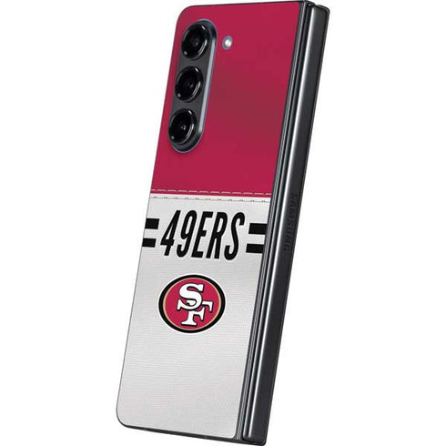 NFL San Francisco 49ers White Striped Galaxy Z Fold5 5G Skin