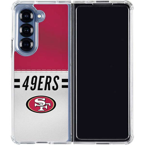 NFL San Francisco 49ers White Striped Galaxy Z Fold6 Clear Case