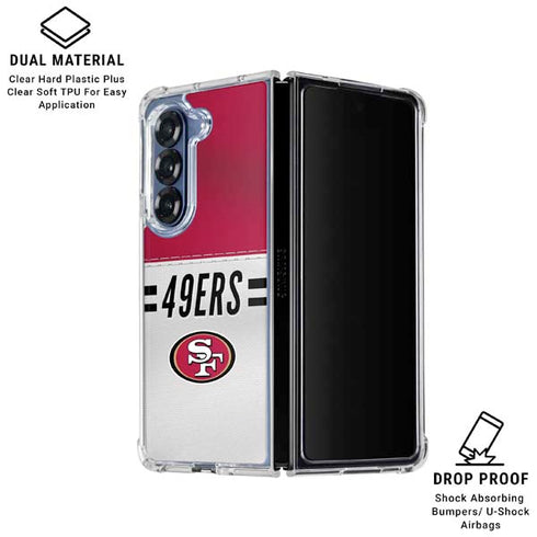 NFL San Francisco 49ers White Striped Galaxy Z Fold6 Clear Case
