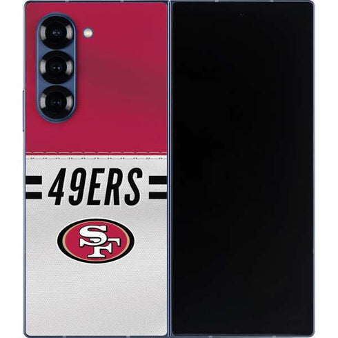 NFL San Francisco 49ers White Striped Galaxy Z Fold6 Skin